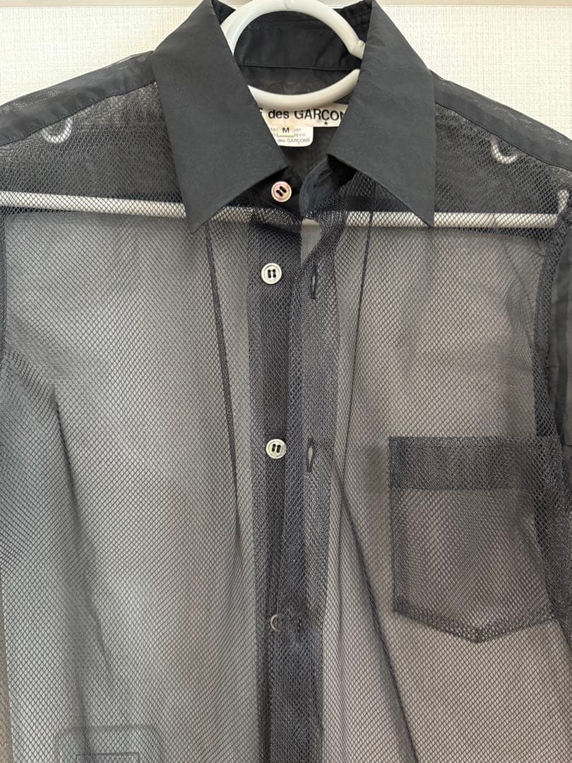 美品　コムデギャルソン　メッシュ黒シャツ