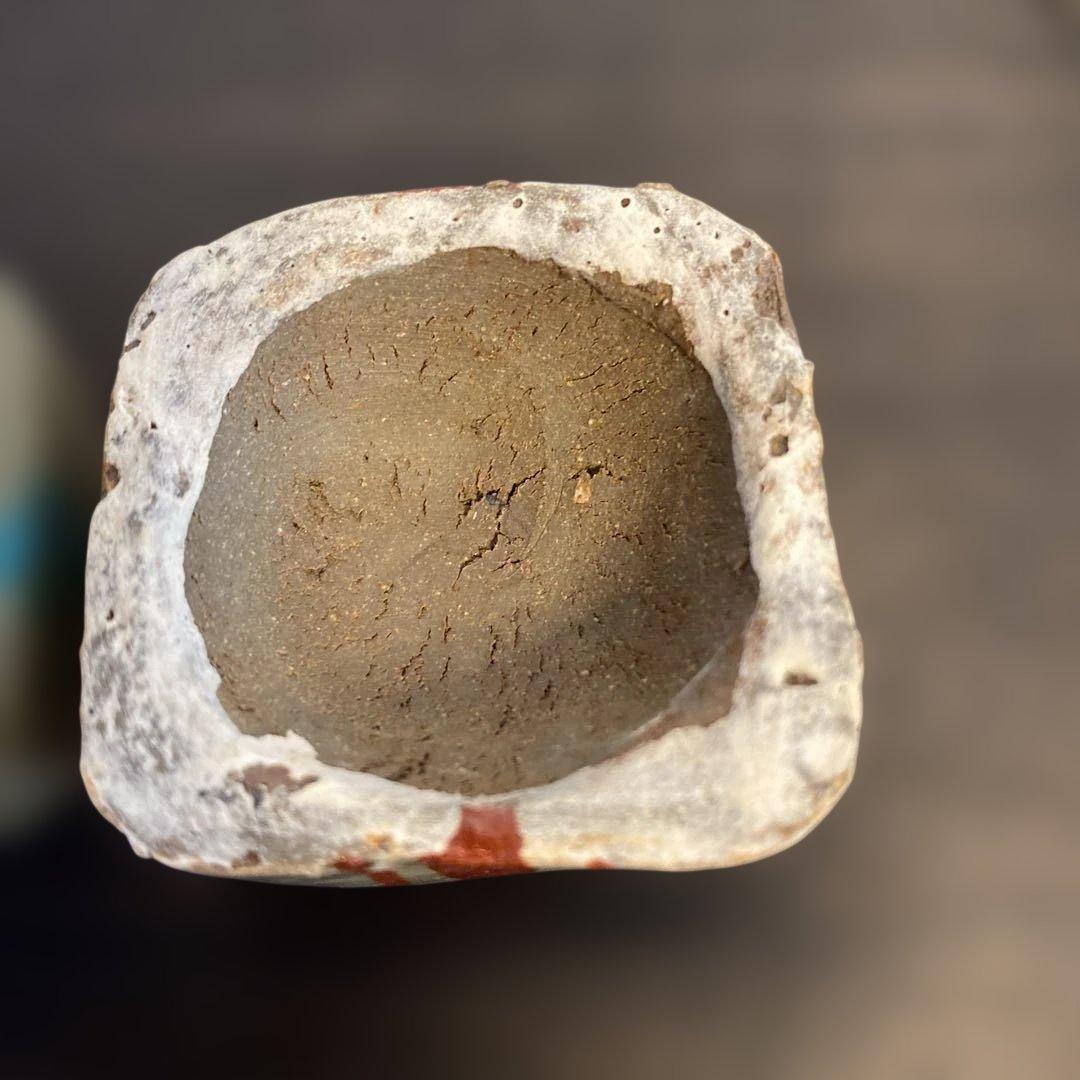 【週末限定価格】民藝　壺屋焼　やちむん　小橋川仁王　赤絵　緑釉点文　香合