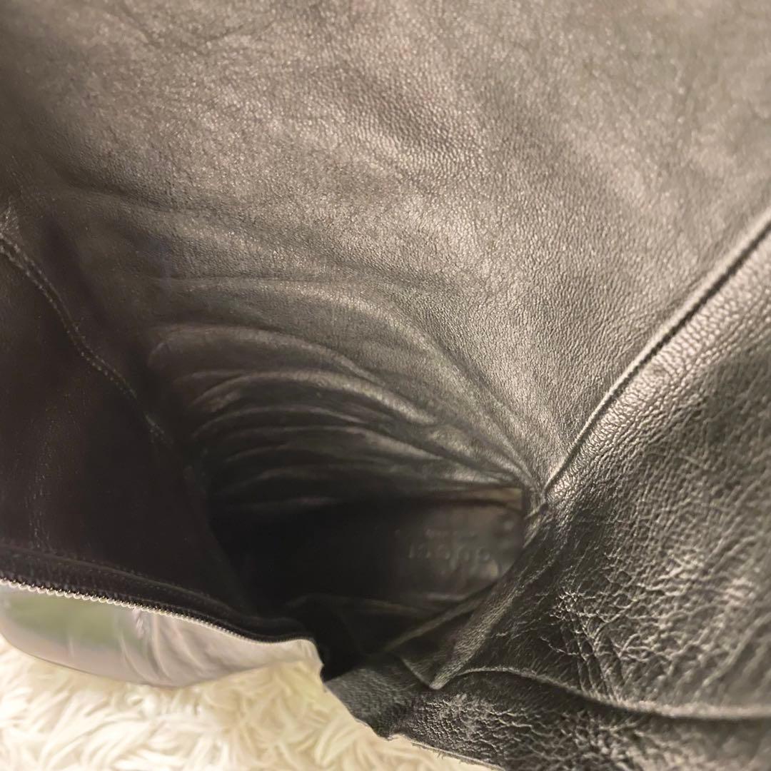 良品 GUCCI グッチ インターロッキング GG ロングブーツ 黒 レザー