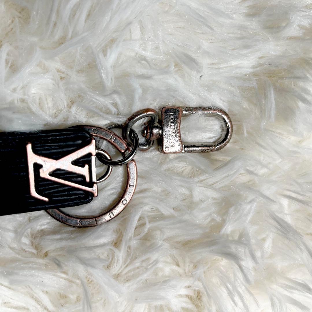 美品✨ルイヴィトン ポルトクレ エピ 黒 青 バイカラー LVロゴ キーチャーム