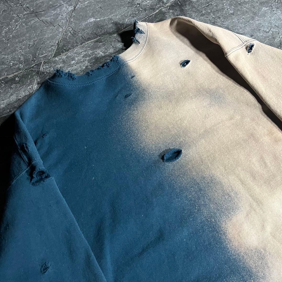 90s NIKE USA製 half＆half 抜染 ボロ トレーナー ロゴ