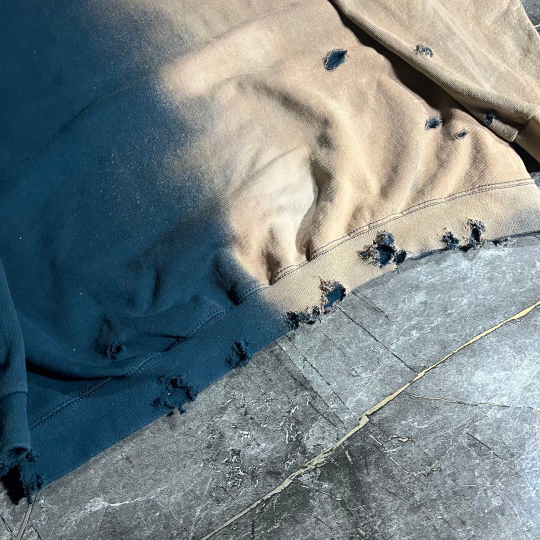 90s NIKE USA製 half＆half 抜染 ボロ トレーナー ロゴ