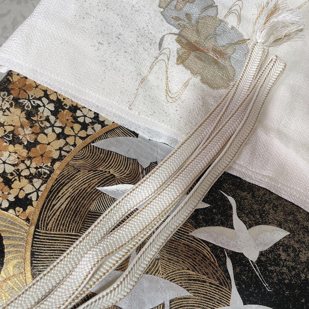 訪問着　フルセット　松と鶴　叩き染　バチ衿　落款　黒地　入学式　卒業式　P5