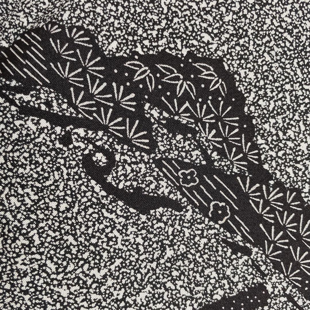 訪問着　フルセット　松と鶴　叩き染　バチ衿　落款　黒地　入学式　卒業式　P5