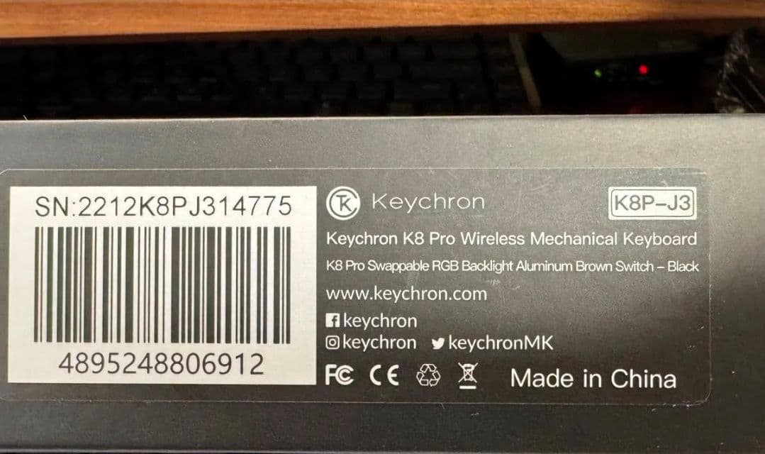 【中古品】Keychron K8 Pro 茶軸 US配列 キーボード