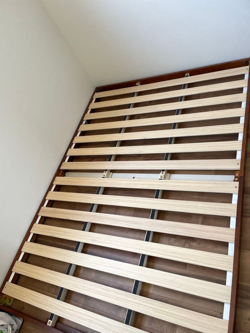 タンスのゲン ダブルすのこベッドフレーム　ブラウン