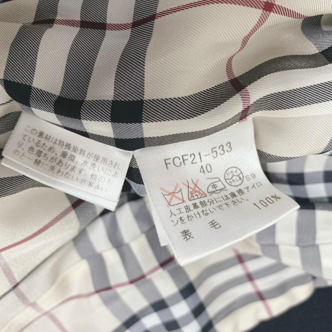 バーバリー フード付きウールコート ノバチェック柄 フルジップ 黒40