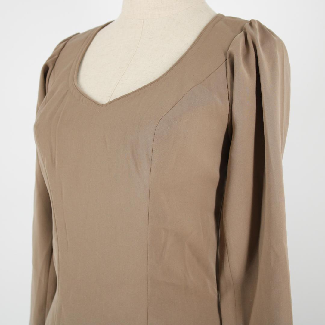 【美品 フラメンコ衣装】ブラウン ワンピース ドレス 無地 シンプル スウェード