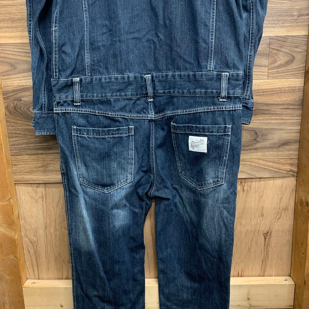 中古 VANSON 総刺繍 デニム オーバーオール つなぎ フライングエンブレム