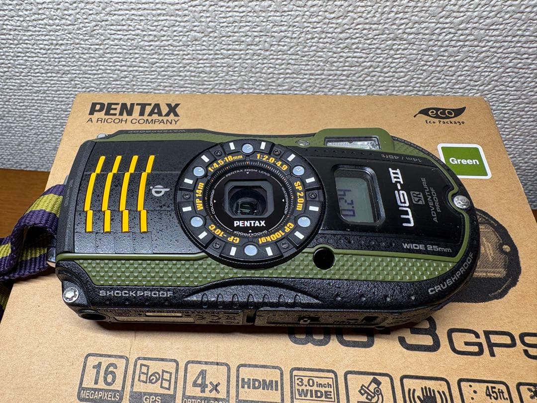美品　ペンタックス　防水デジカメ　PENTAX WG-3 GPS グリーン