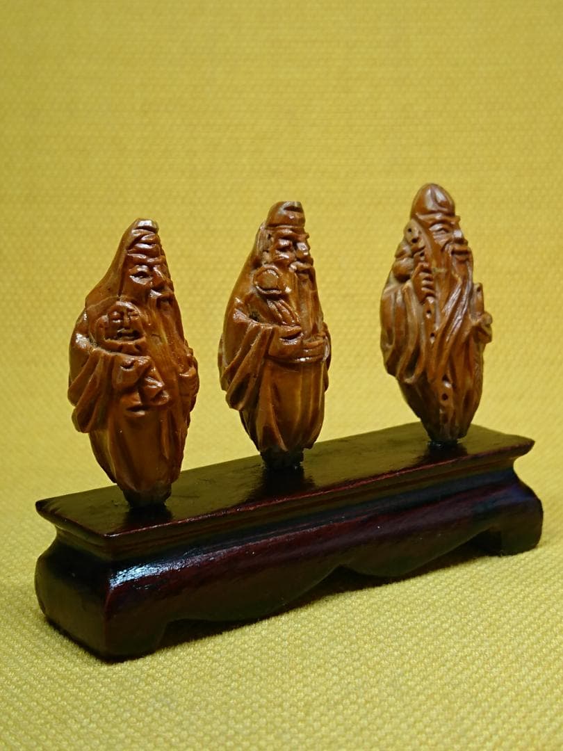 仏教美術　七福神　福禄寿　木彫　置物　インテリア　工芸品　美術品　A3351