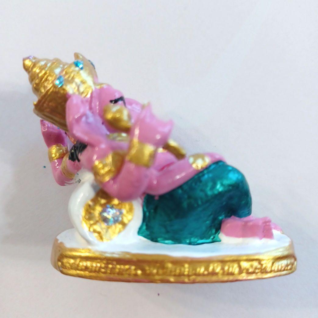 ピンクのガネーシャ像 ミニチュア置物（グリーン）