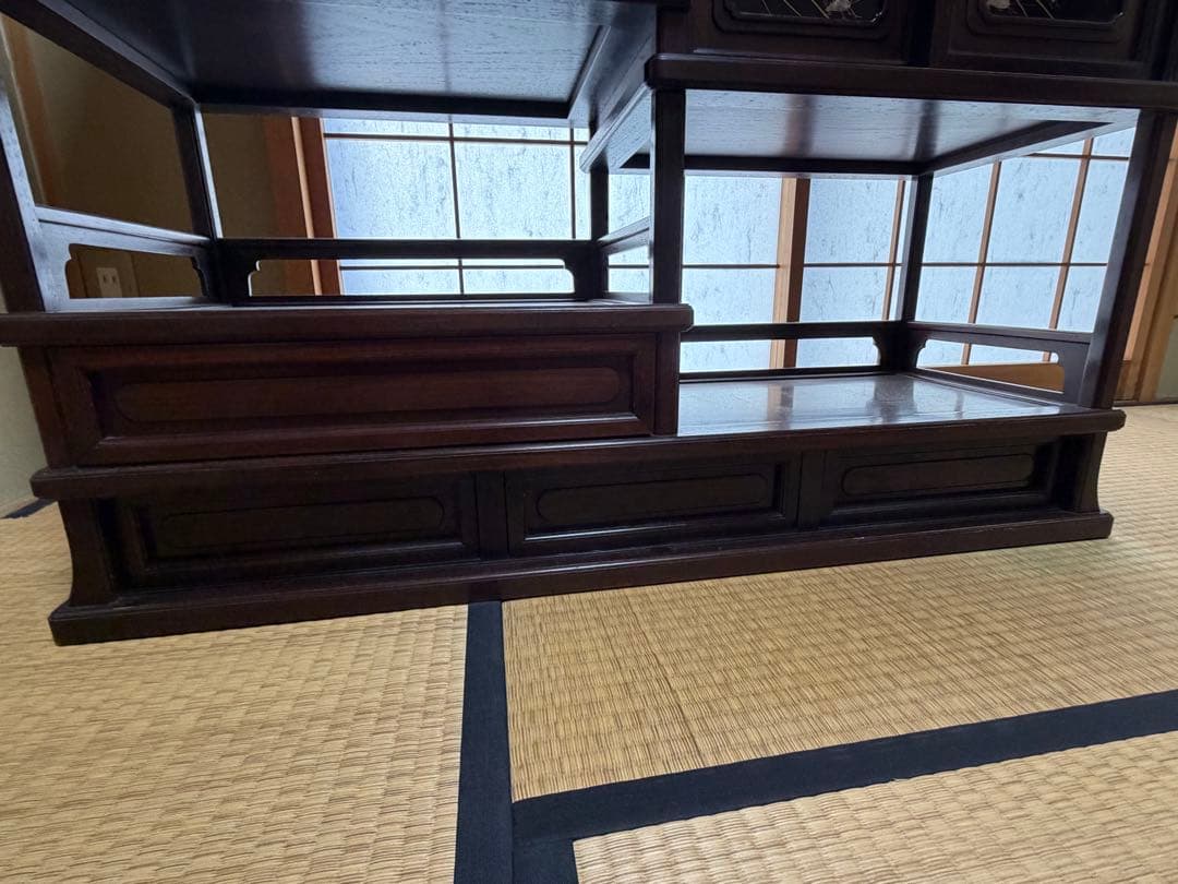 唐木　紫檀　蒔絵　飾り棚　古家具