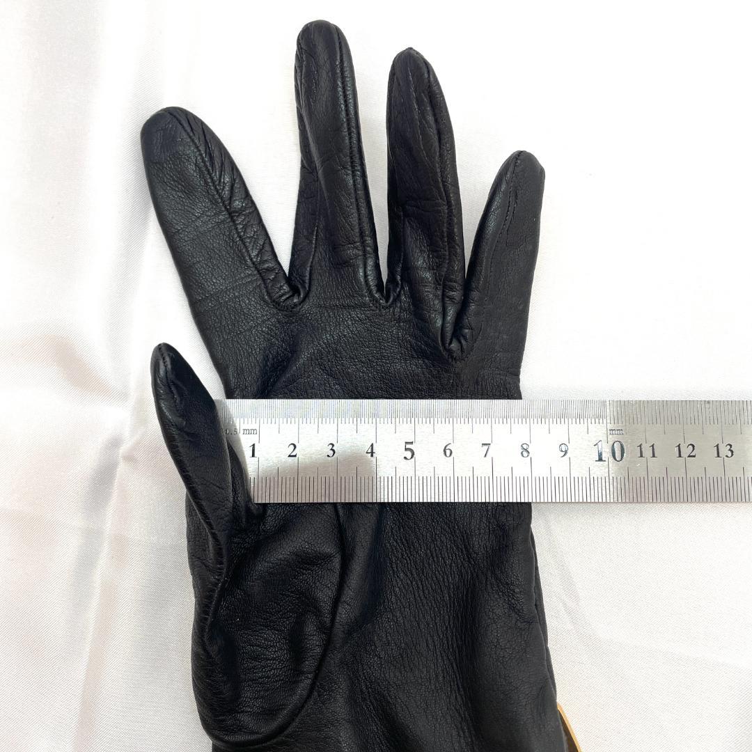 Y512-51 LOEWE ロエベ レザーグローブ 黒 アナグラム ゴールド金具