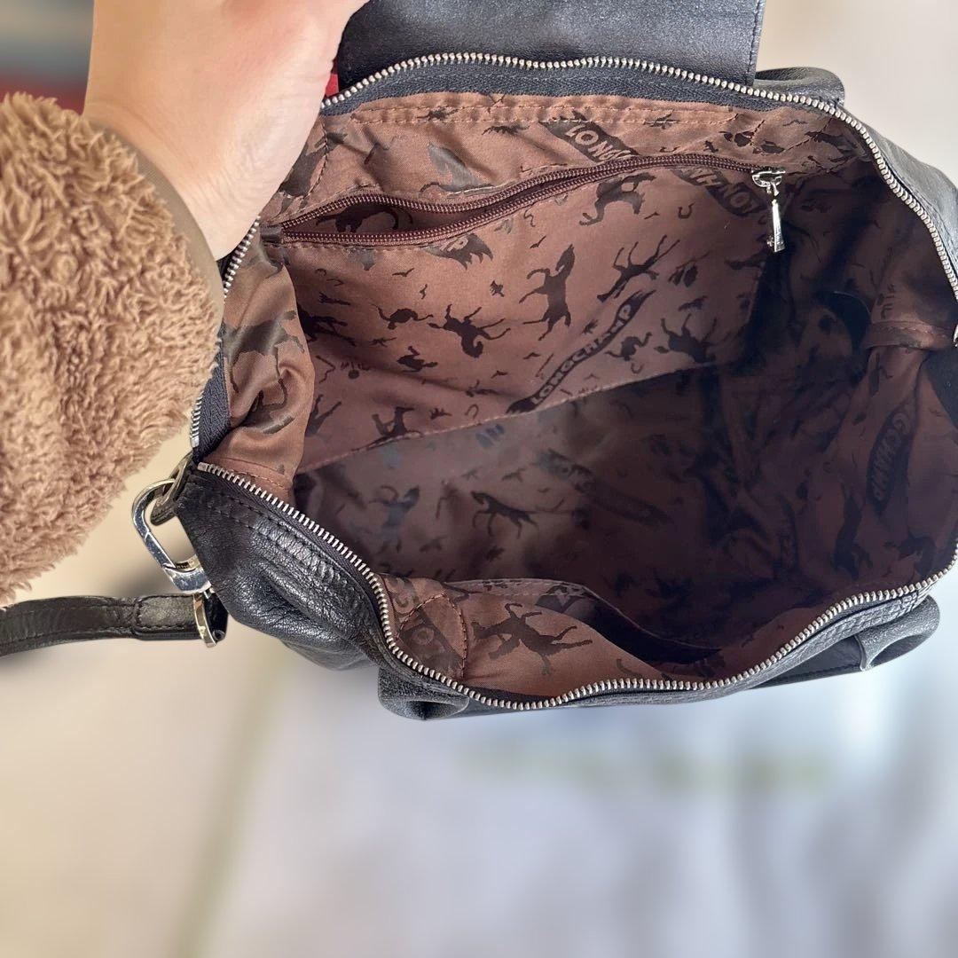 Longchampロンシャン　レザー　ショルダーバック　ブラック