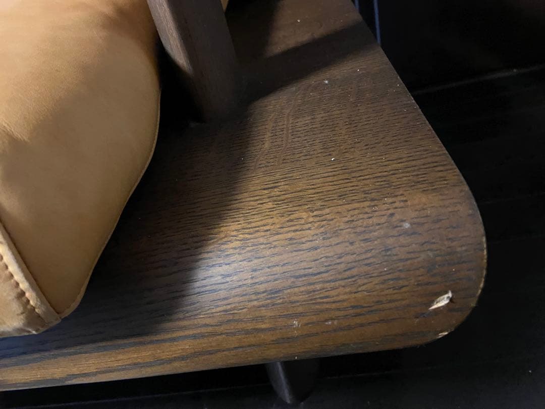 ブラウン合成皮革2人掛けソファ