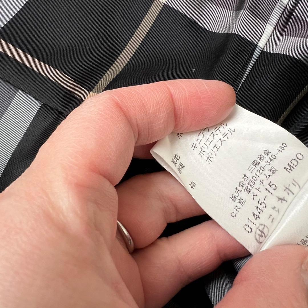 バーバリーブルーレーベル　ウールコート　チェック　Aライン　ビッグボタン