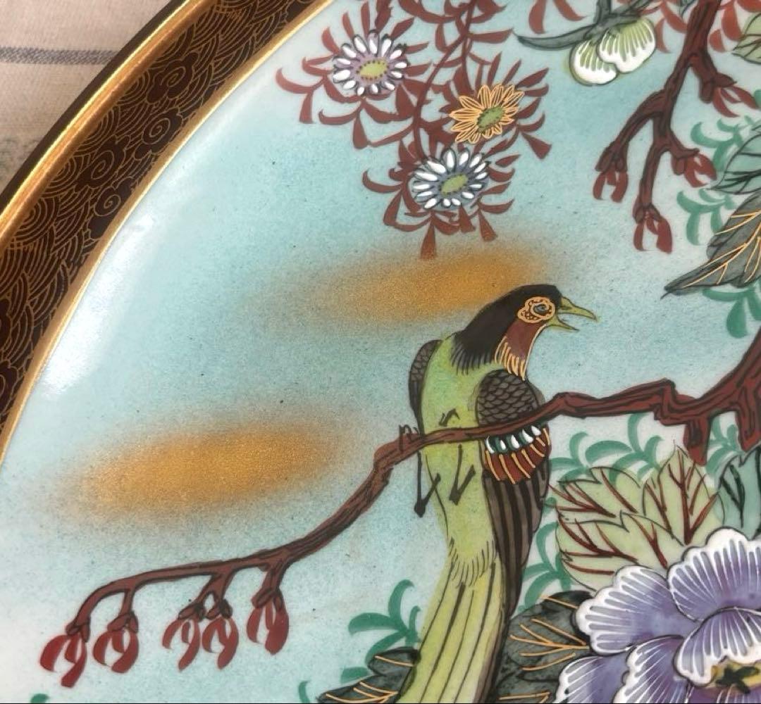 SALE✩.*˚九谷焼 光山窯 花鳥柄 大皿 絵皿