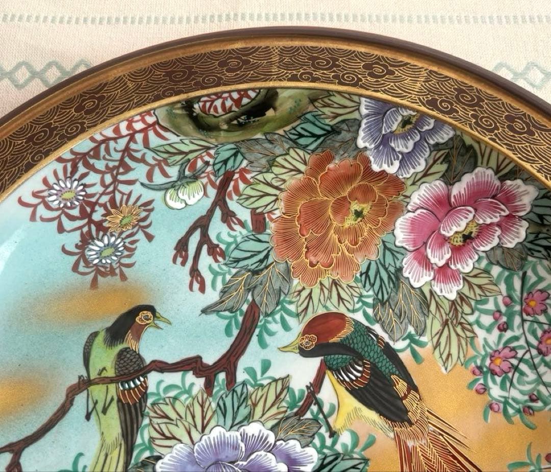 SALE✩.*˚九谷焼 光山窯 花鳥柄 大皿 絵皿