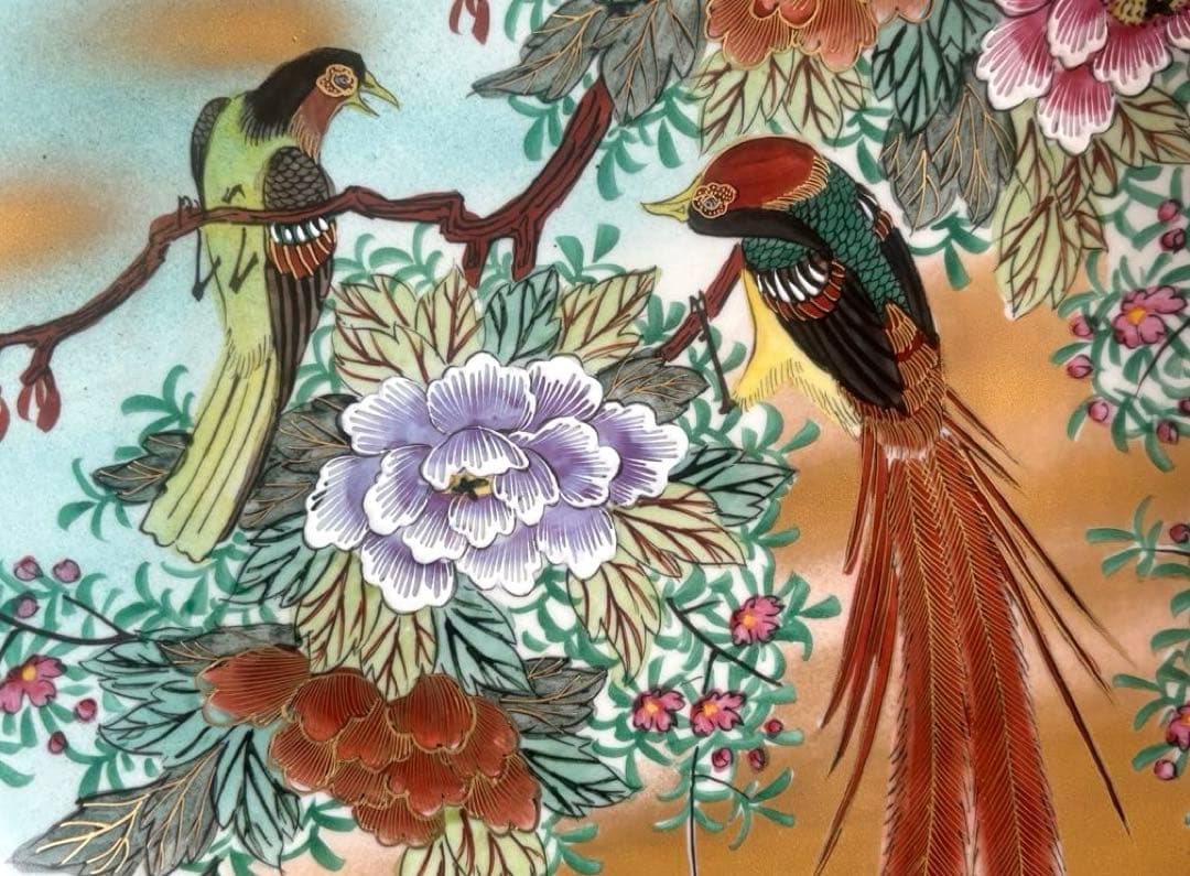 SALE✩.*˚九谷焼 光山窯 花鳥柄 大皿 絵皿