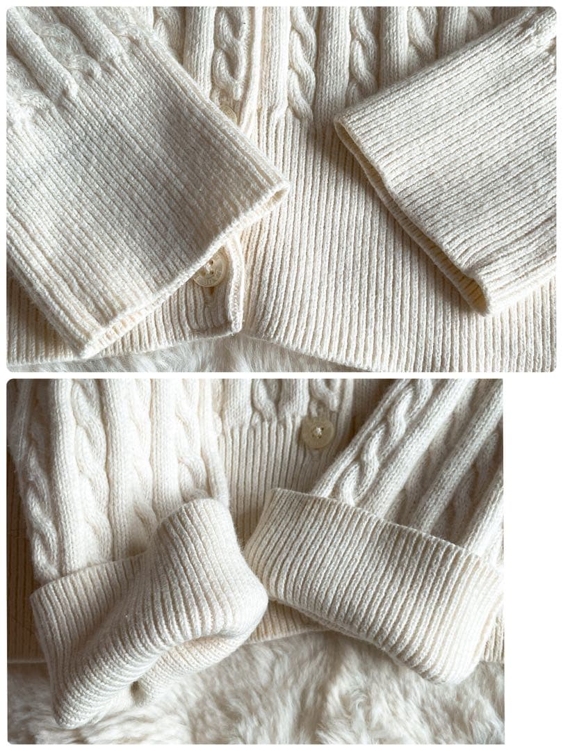 美品✨ポロラルフローレン ケーブルニット カーディガン ポニー アイボリー S