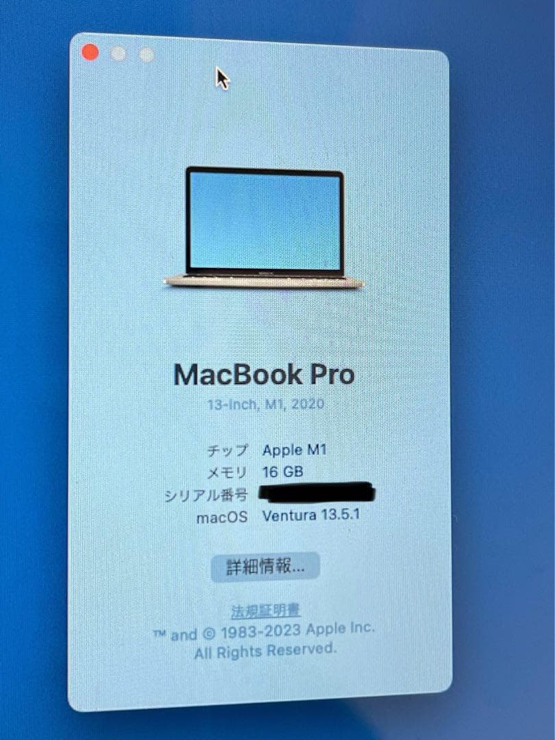 MacBook Pro M1 13インチ 16GB 1TB USキー