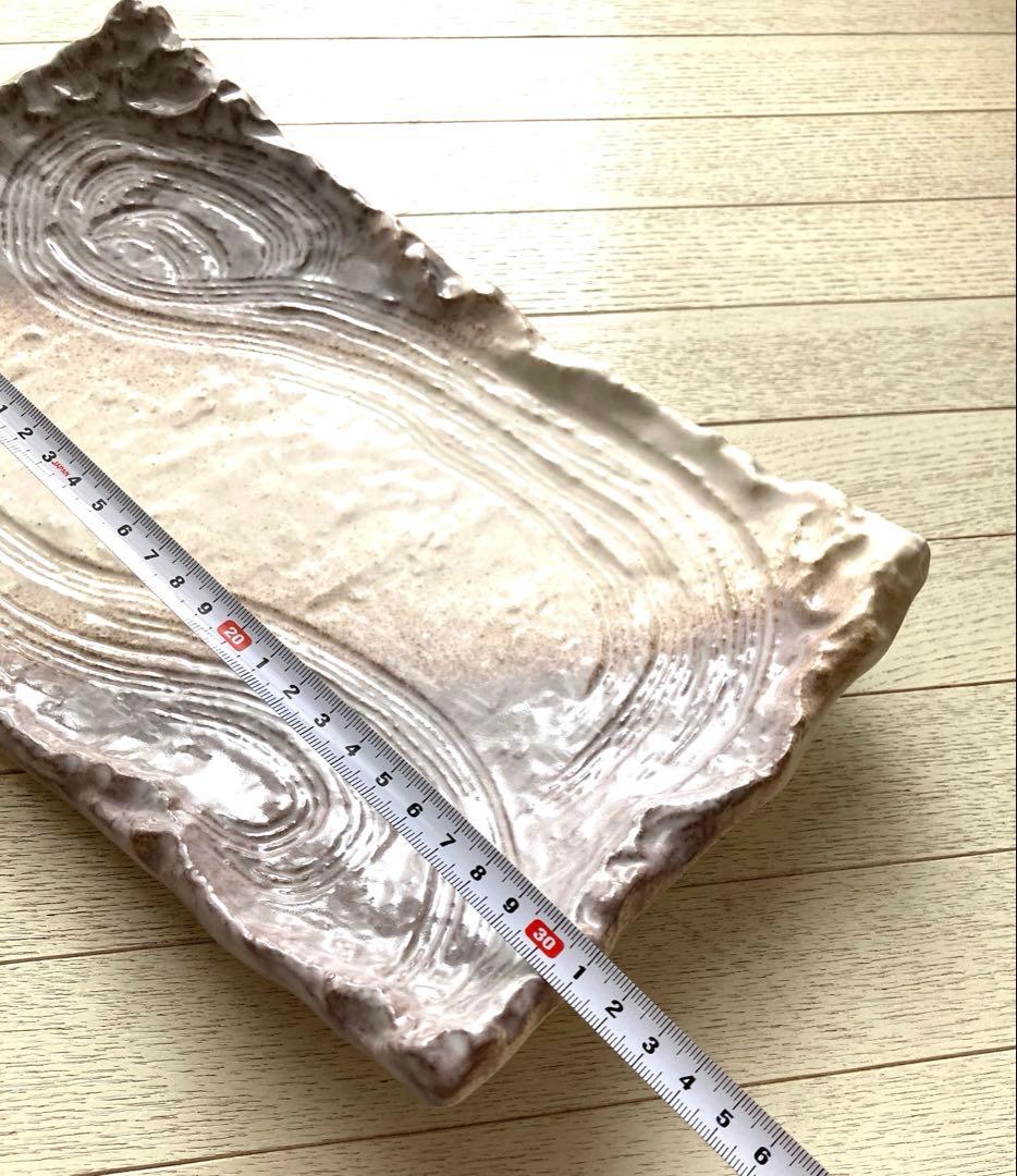 万古焼　志野脚付き長角皿　大皿　一点物　新品未使用品　白　渋い和食器