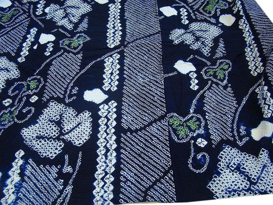 美品 鳴海 総絞り 浴衣 ロング 四寸帯 ２点 セット 綿 Ym115-A