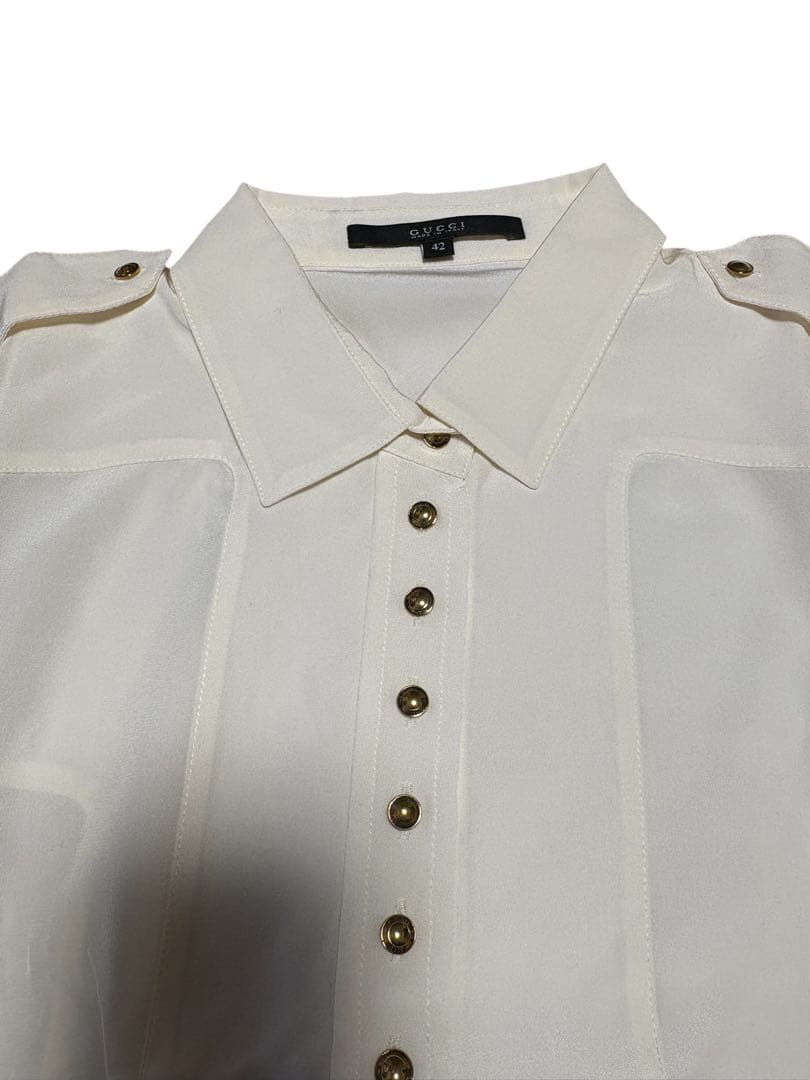 未使用品 GUCCI ブラウス 100%シルク ヴィンテージ品 42サイズ M