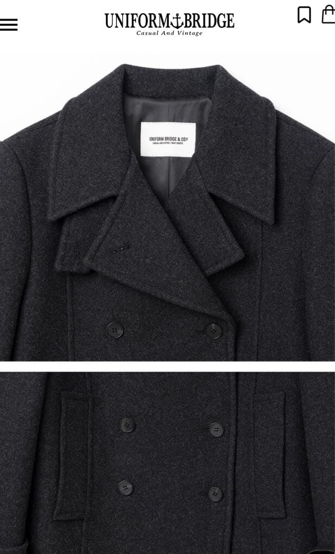 ダークグレー ダブルブレスト ウールコート(韓国ブランド)