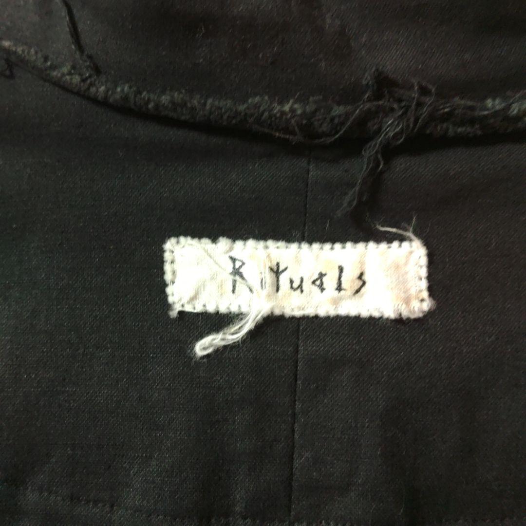 Rituals フリンジ付き黒長袖シャツ