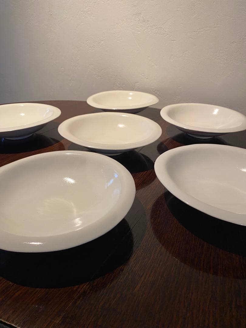 安藤雅信さん　オランダスープ皿L　乳白艶釉　22×5.5  6枚セット　新品