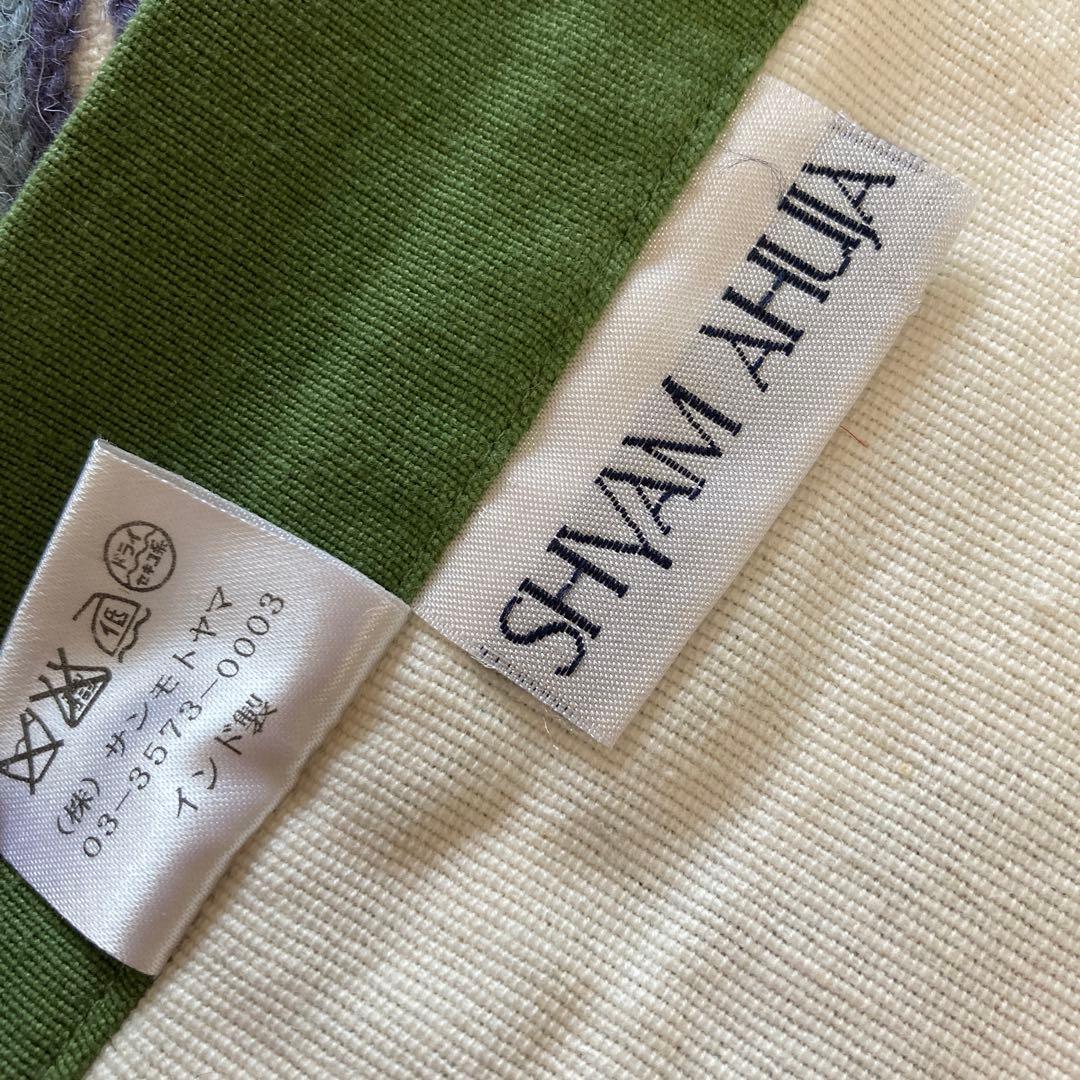 Shyam Ahuja インド綿 フリークロス エリアラグ ベッドカバー