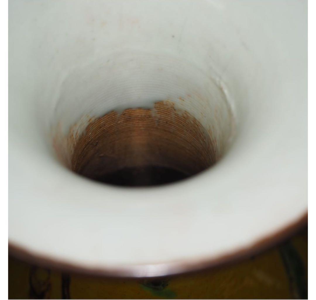 送料無料 値下げ中　時代物　手造り　盛上げ雲龍文三彩花瓶　高さ34ｃｍ