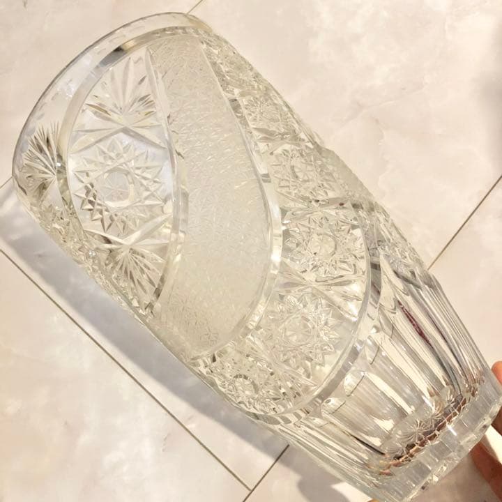 #33 ボヘミア　ガラス　花瓶　Bohemia ハンドカット　クリスタル　ガラス
