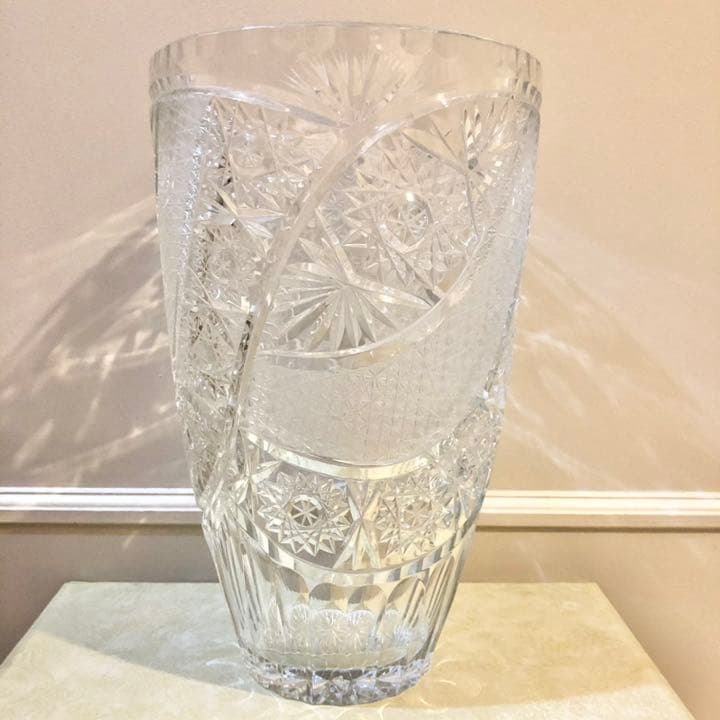 #33 ボヘミア　ガラス　花瓶　Bohemia ハンドカット　クリスタル　ガラス