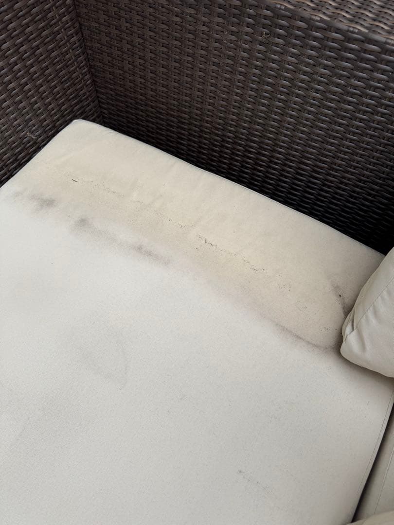 屋外用ガーデンソファ カウチ ラタン調 撥水 防水 汚れあり
