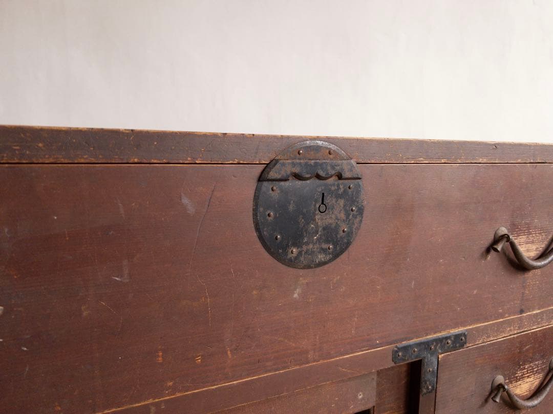 ガラス棚　和箪笥　M065　古道具　古家具　和家具　ビンテージ　アンティーク