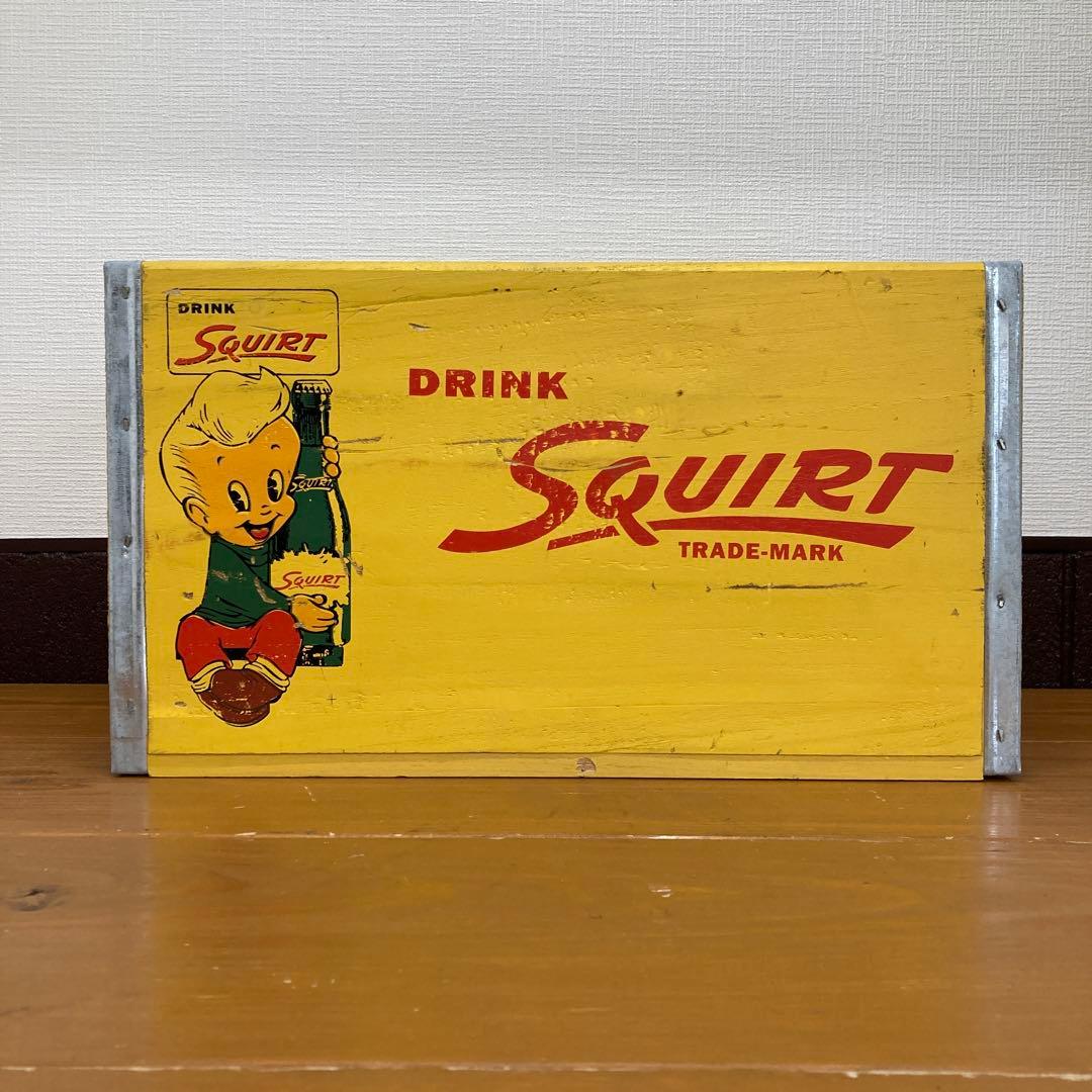 N391① ビンテージ ウッドクレート SQUIRT スクワート・ボーイ レトロ