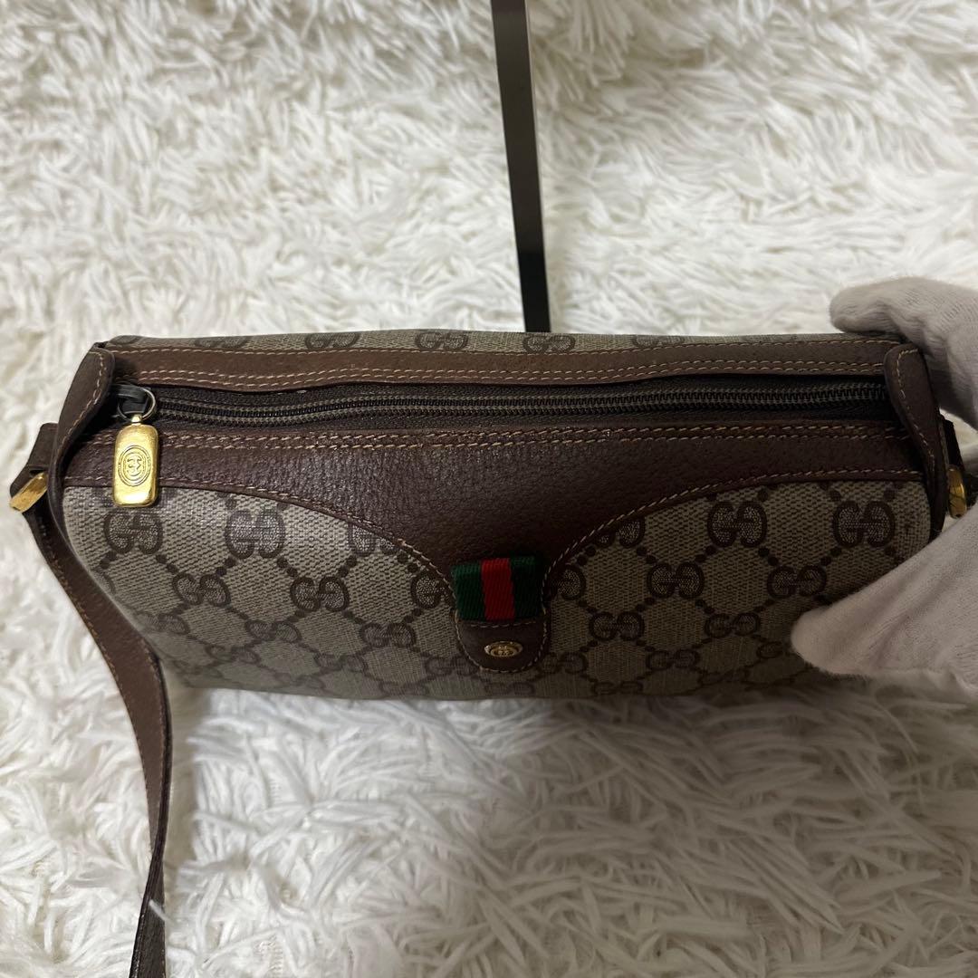 値下げ グッチ シェリーライン GG キャンバス レザー ショルダーバッグ