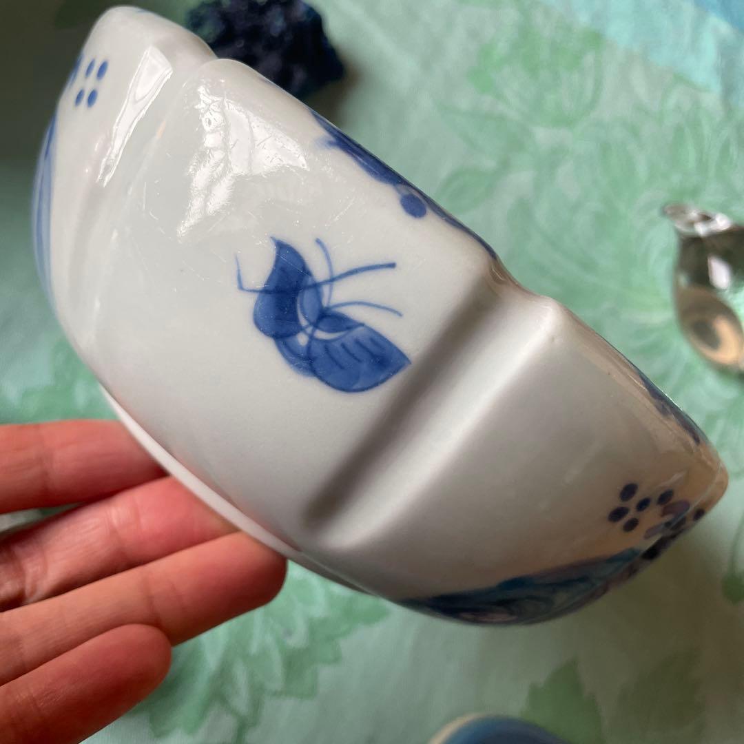 江戸期　古伊万里　染付　中深鉢　山水図