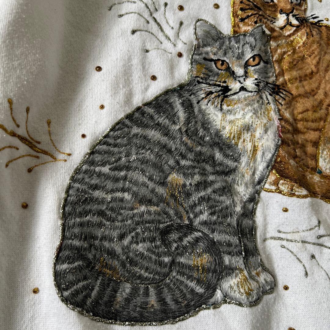 T*a様 90s USA製　Pennill　スウェット　アニマル 動物　猫 ネコ