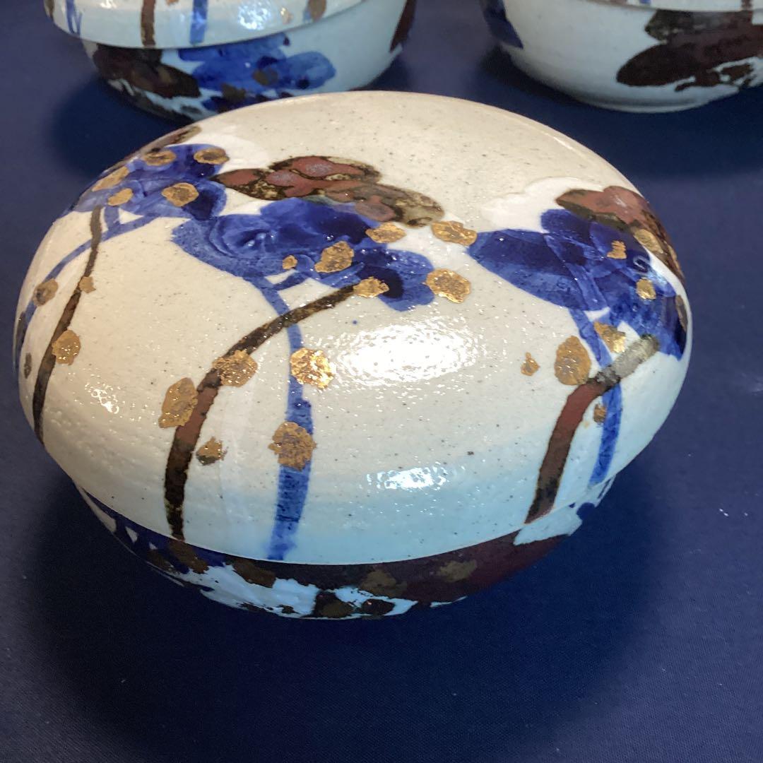 乾山写松絵金箔ちらし蓋物10客　　新品未使用