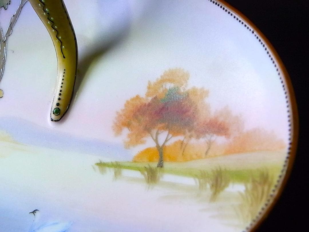 【 E954 】 超名品　大正期～昭和初期　ノリタケ　ハンドペイント鉢＆小皿二点