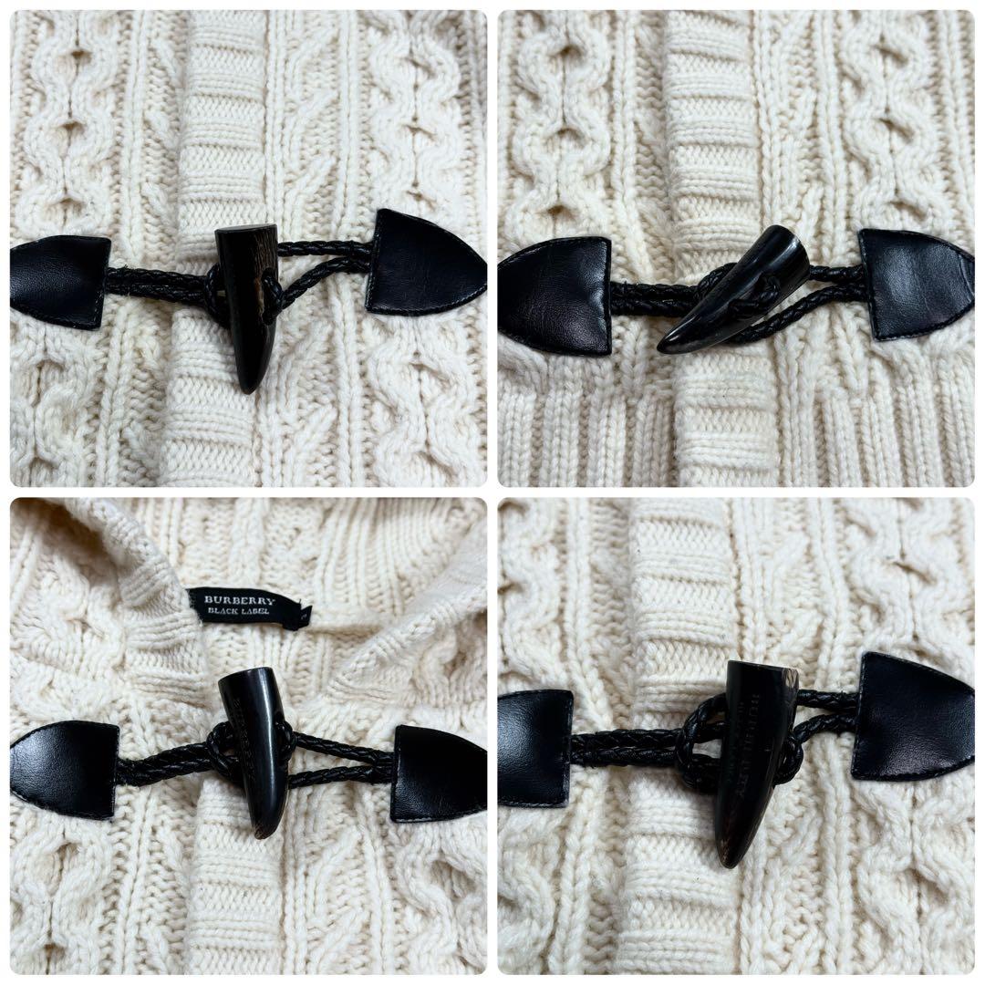 美品 BURBERRY BLACK LABEL ケーブルニット コート ダッフル