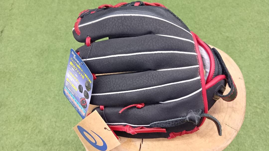 アシックス　Star Shine ジュニア軟式用野球グローブ 黒/赤