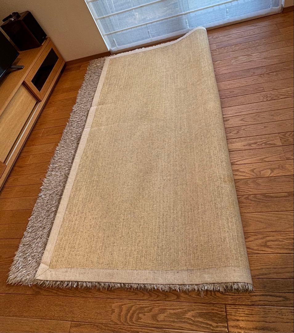 モデルルーム展示品 シャギーラグ 180×210cm 北欧 グレーベージュ