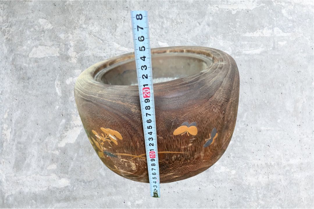 ま*ん様 木製火鉢 金箔装飾付き