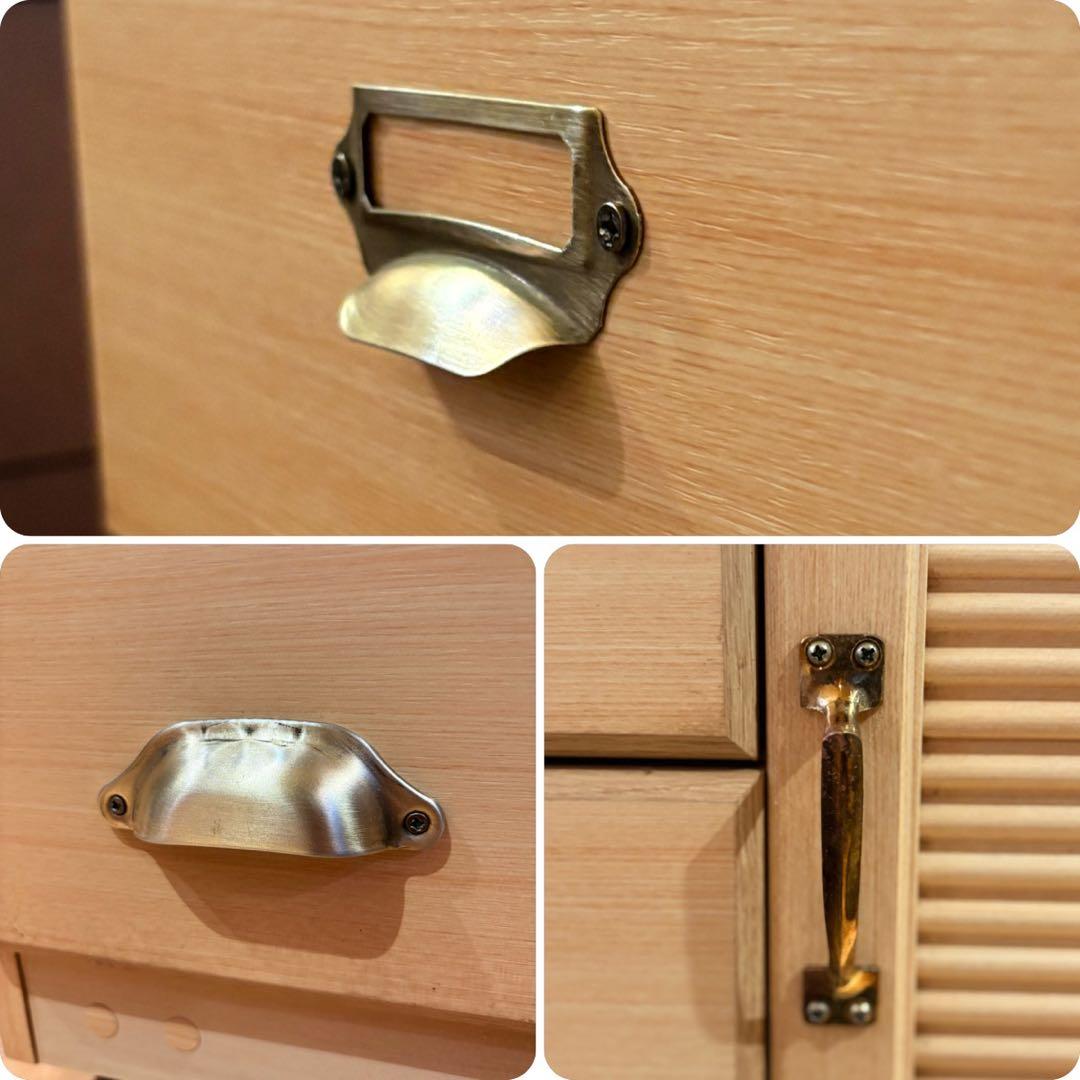 【 フランス 調 ビンテージ 木製 チェスト】真鍮取っ手 キャスター付き