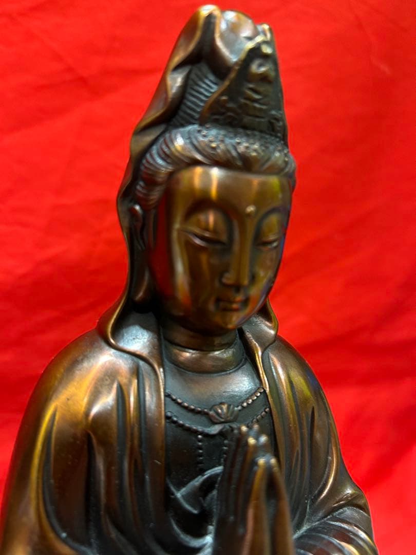 观音菩萨坐像 蓮坐台 紫銅